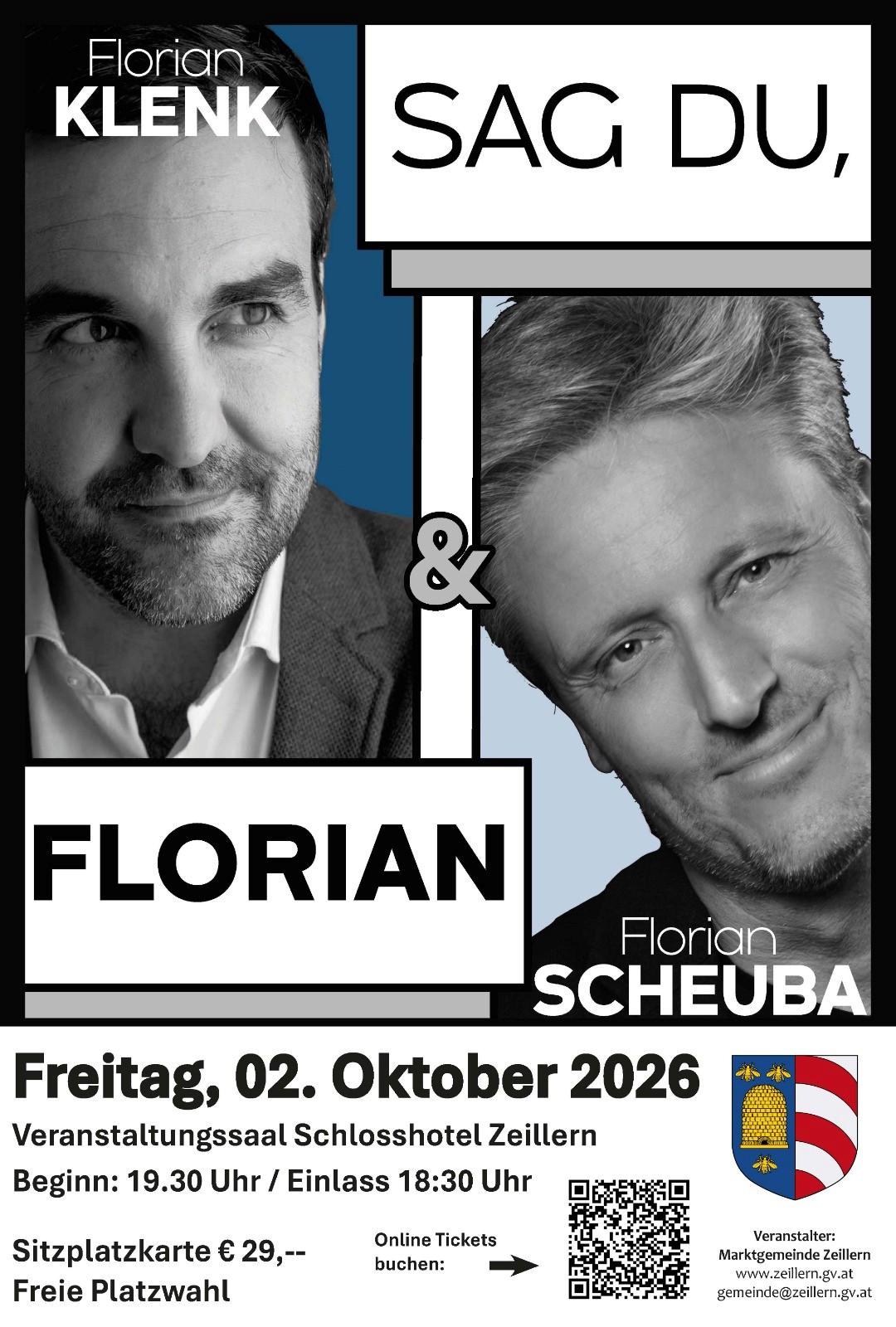 Florian Klenk und Florian Scheuba bei "Sag Du" im Schloss Hotel Zeillern am 02.10.2026