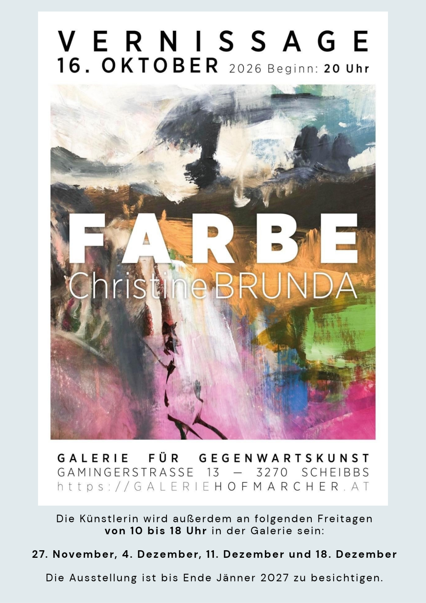 Farbe: Vernissage Christine Brunda in Galerie für Gegenwartskunst, Scheibbs